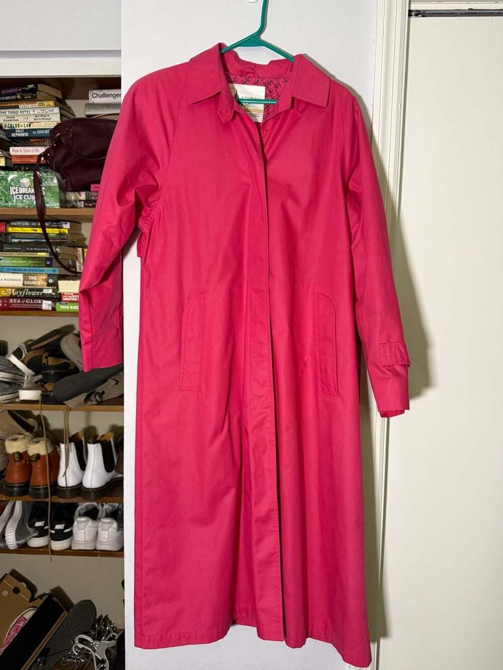 London Fog Pink Trench Coat Long Raincoat Wamsutta 65/35
